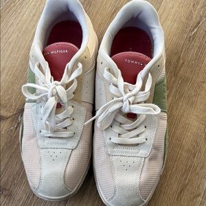 Tommy Hilfiger Cream and Green Sneakers